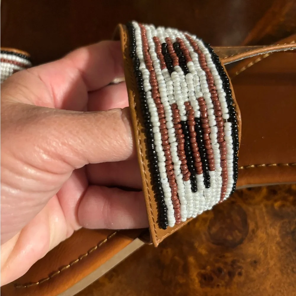 Arizona Jean Company Tan Beaded Sandals - Picture 4 of 5